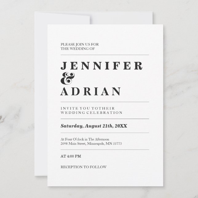 Convite Simples Invita Simples Mínima Branca do Pastel Ele (Verso)