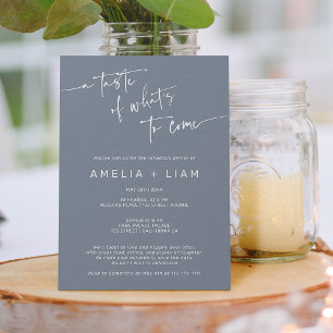Convite Simples janto de ensaio de casamento azul empoeira
