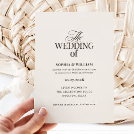 Convite Simples Luxo Marfim e Marrom | Casamento Neutro