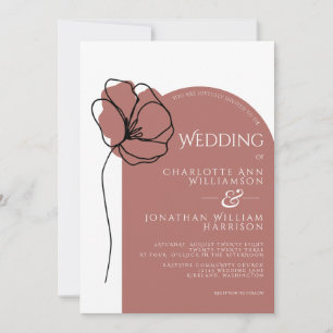 Convite Simples Mauve Dusty Rosa Floral Arco Moderno