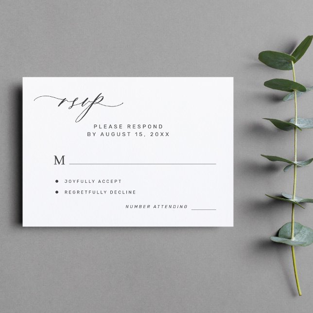 Convite Simples minimalista, casamento elegante RSVP (Criador carregado)