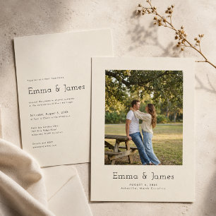 Convite Simples Minimalista Moderno Casamento Foto em Marf