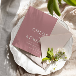 Convite Simples Mínimo de Casamento Rosa