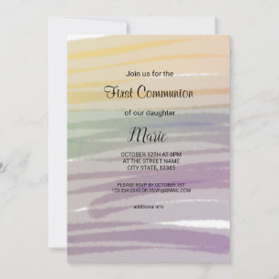Convite simples mínimo de rosa gold first communion convi