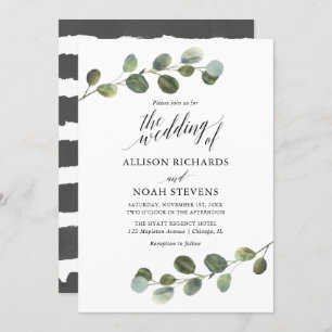 Convite Simples moderno branco do preto das hortaliças do