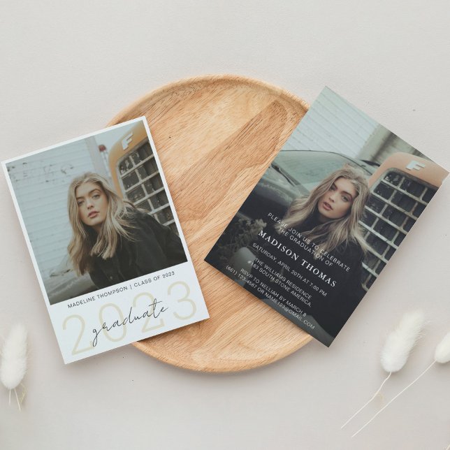 Convite Simples Moderno Com 2 Festas de formatura Fotográf (Criador carregado)