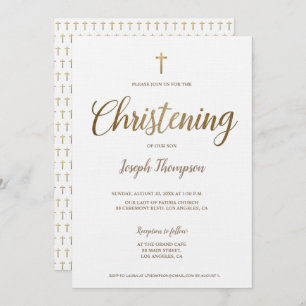 Convite Simples Moderno Dourado Cristo da Cruz