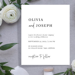Convite Simples Moderno Mínimo para Casamento de O
