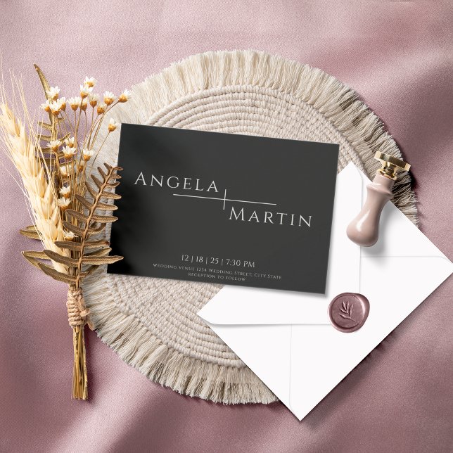 Convite Simples Moderno para Casamento de Marfim N (Criador carregado)