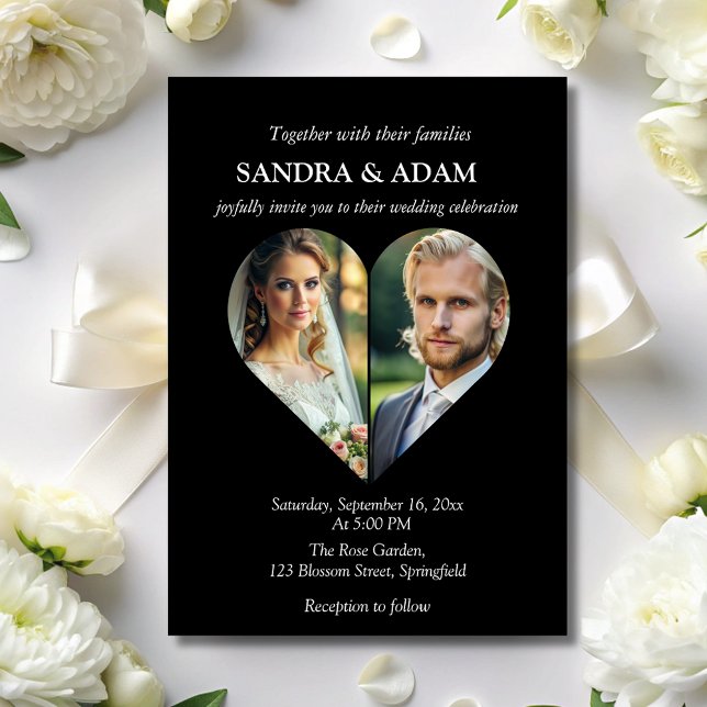 Convite simples Na moda moderno casamento de fotos (Criador carregado)