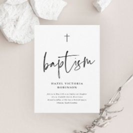 Convite Simples Natal de Batismo Mínimo de Script