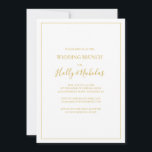 Convite Simples Natal Elegante | Casamento Branco Brunch<br><div class="desc">Este simples Natal elegante | Almoço branco é perfeito para o seu brunch de inverno moderno minimalista. A clássica caligrafia de luxo de ouro, junto com o tradicional fundo branco, tudo junto com um quadro mínimo, é certo que completará a vibração de feriado que você está procurando. Você pode personalizar...</div>