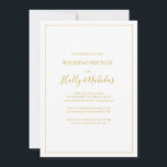 Convite Simples Natal Elegante | Casamento Branco Brunch<br><div class="desc">Este simples Natal elegante | Almoço branco é perfeito para o seu brunch de inverno moderno minimalista. A clássica caligrafia de luxo de ouro, junto com o tradicional fundo branco, tudo junto com um quadro mínimo, é certo que completará a vibração de feriado que você está procurando. Você pode personalizar...</div>