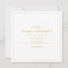 Convite Simples Natal Elegante | Casamento quadrado branco