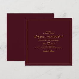 Convite Simples Natal Elegante | Casamento Quadrado Vermel
