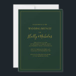 Convite Simples Natal Elegante | Green Wedch Brunch<br><div class="desc">Este simples Natal elegante | Almoço verde é perfeito para o seu brunch de inverno moderno minimalista. A clássica caligrafia de luxo de ouro, junto com o tradicional fundo verde, tudo junto com um quadro mínimo, é certo que completará a vibração colorida que você está procurando. Você pode personalizar com...</div>
