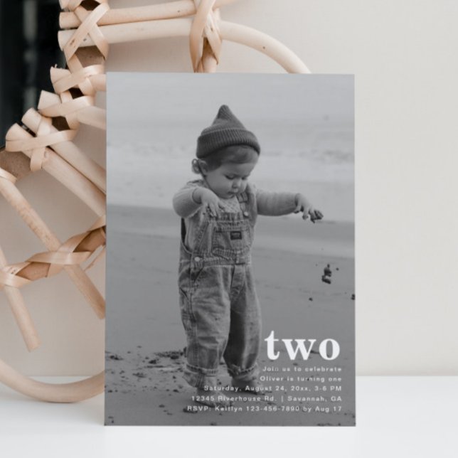 Convite Simples Para Aniversário De Foto | Minimal (Criador carregado)