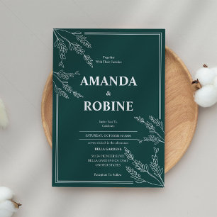 Convite Simples Para Casamento Botânico Verde
