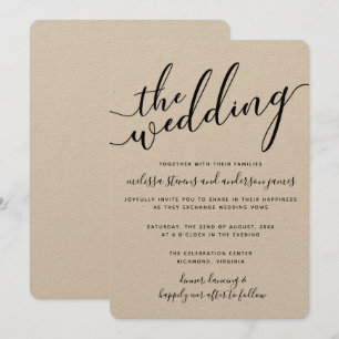 Convite Simples Para Casamento De Caligrafia Moder