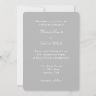 Convite Simples Para Casamento De Cinzas Brancas D