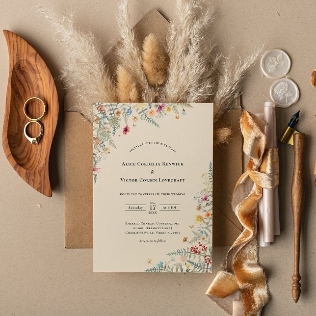 Convite Simples Para Casamento De Fern Beige Fern  (Criador carregado)
