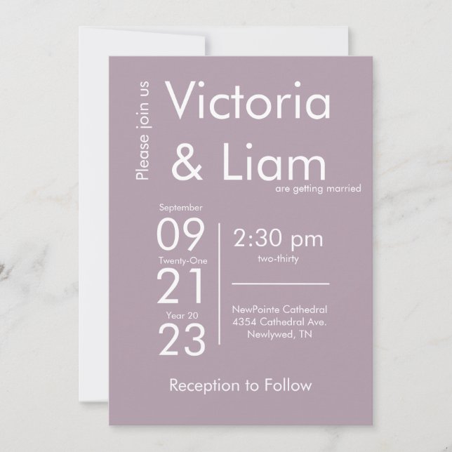 Convite Simples para Casamento de Lavandas Roxas (Frente)