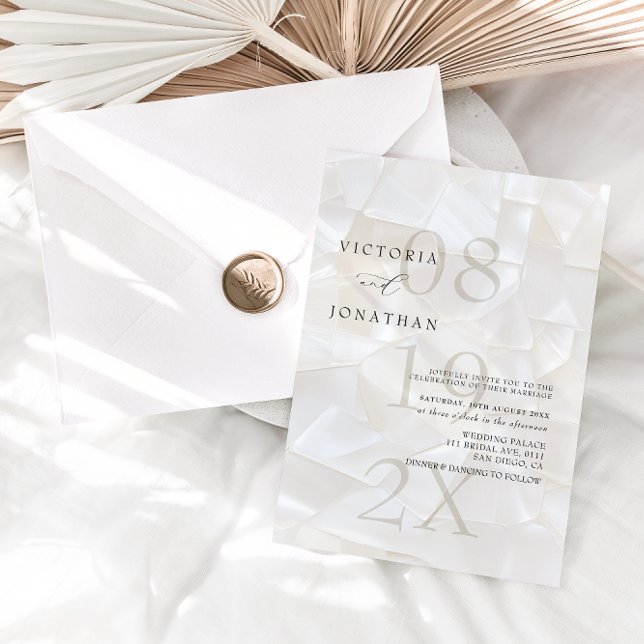 Convite Simples para Casamento de Marfim Moderno (Criador carregado)