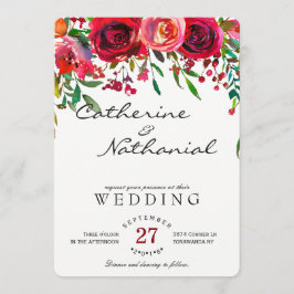 Convite Simples para Casamento de Rosas vermelhas 