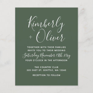 Convite Simples para Casamento Moderno Verde de Or