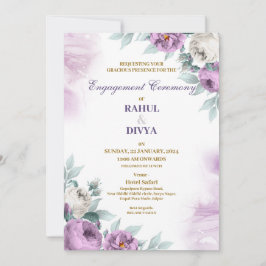 Convite Simples para Casamento Roxo e Branco Moder
