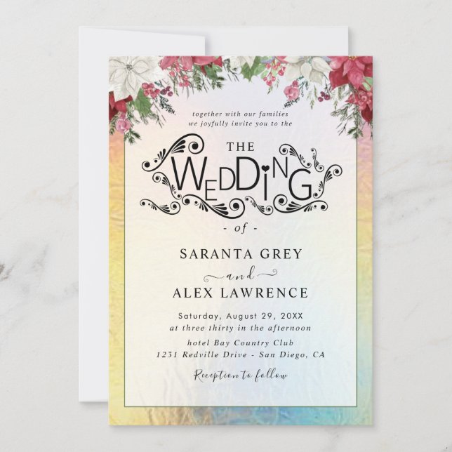 Convite simples para casamentos de flores (Frente)