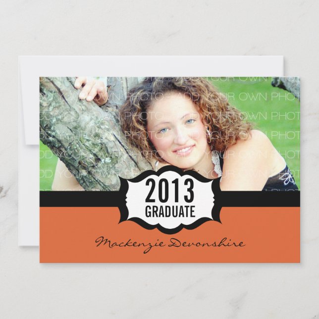 Convite Simples Para Graduação, Laranja (Frente)