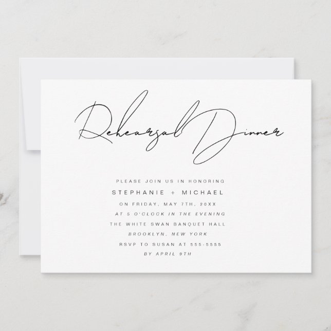 Convite simples para Janto de ensaio de caligrafia (Frente)