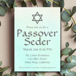Convite Simples para o Seder de Páscoa em Aquarela