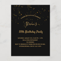 convite simples para ouro negro festa de aniversár