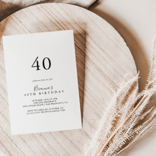 Convite Simples Partido aniversário de 40 anos Minimalist