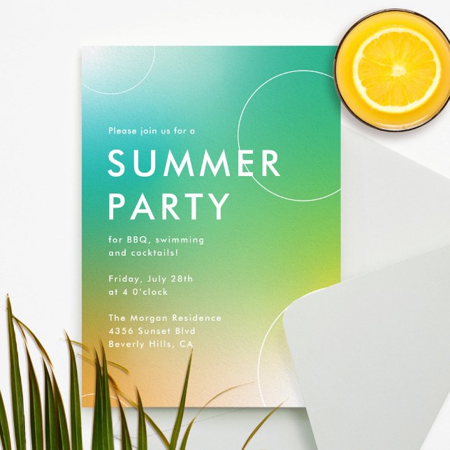 Convite Simples Partido dos Cocktail de Verão Moderno (Ver (simple and modern summer party invitation for adults)