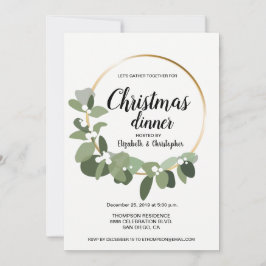 Convite Simples Partido Jante de Natal Moderno Wreath Gree