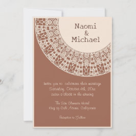 Convite Simples Pastel Terracotta com Casamento de rendas