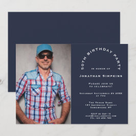 Convite Simples Photo Man 50th Festa de aniversário Marinh