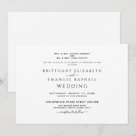 Convite Simples Preto e Branco Ambos os Pais Listados