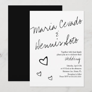 Convite Simples Pulando Corações - Letra Curva Casamento