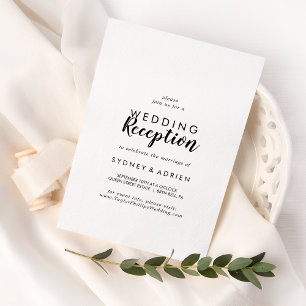 Convite Simples Recepção de Casamento com Caligrafia