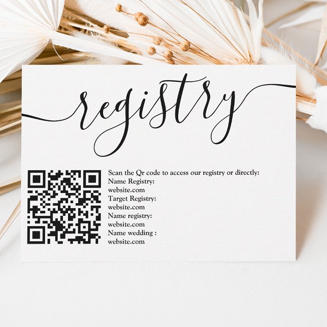 Convite Simples registro de casamento branco preto (Simple elegant black white wedding registry invitation)