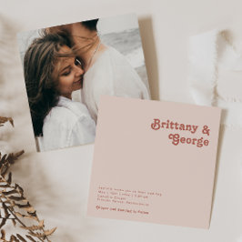 Convite Simples Retro Vibes Blush Quadrado Foto Quadrado R