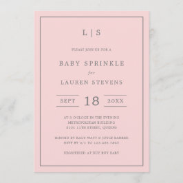 Convite Simples Rosa e Cinza Menina de Monograma