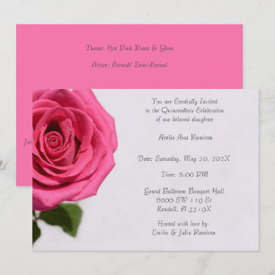 Convite Simples Rosa Rosa Quinceañera