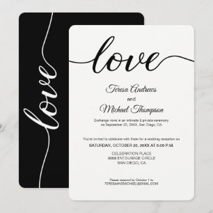 Convite Simples Roteiro de Amor Recepção de Casamento Fuga