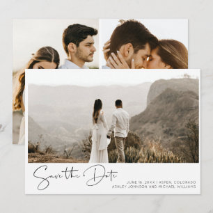 Convite Simples Rótulo de Mão Letrado 3 Foto Salvar a Data