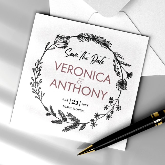 Convite Simples Salvamento Floral A Data QR Código Casamen (Simplify your RSVP with our QR code save-the-date, adding an unforgettable touch to your special day)